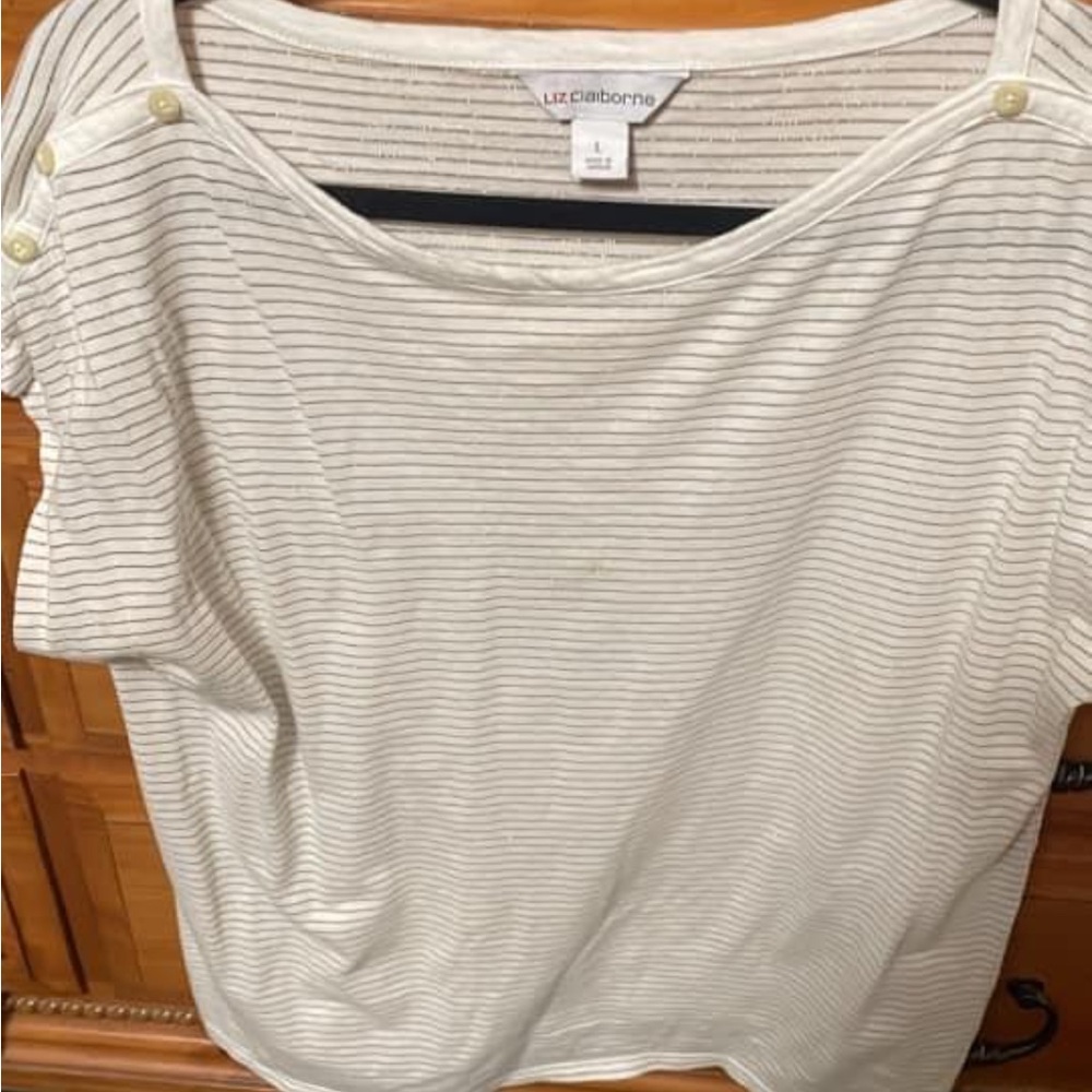 Cream top with gold stripes